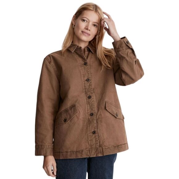 Madewell Garment-Dyed Crockett Canvas Jacket Sz S NWT in Walnut Brown - Picture 1 of 15
